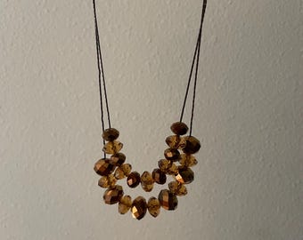 Collar vintage de cuentas marrones estilo bohemio whimsigoth