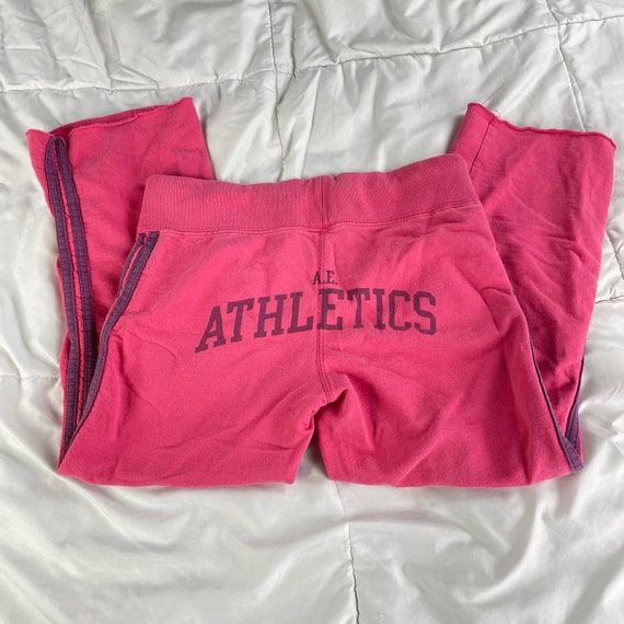 Y2K American Eagle Pink Sweatpants Cropped Lounge Pant Vintage 2000s AE  Athletics 