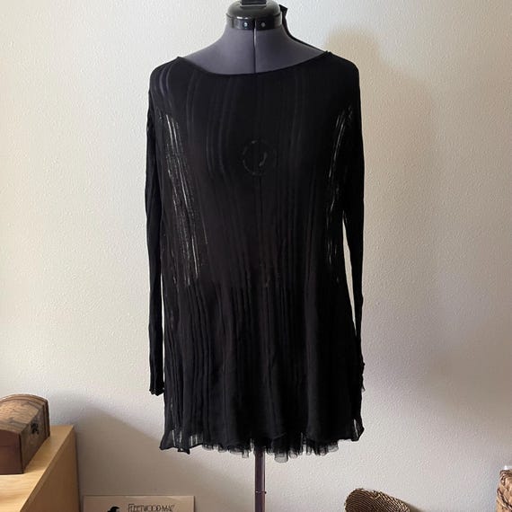 Eileen Fisher, Eileen Fisher black sheer sweater grunge indie sleaze minimalist avant garde whimsigoth