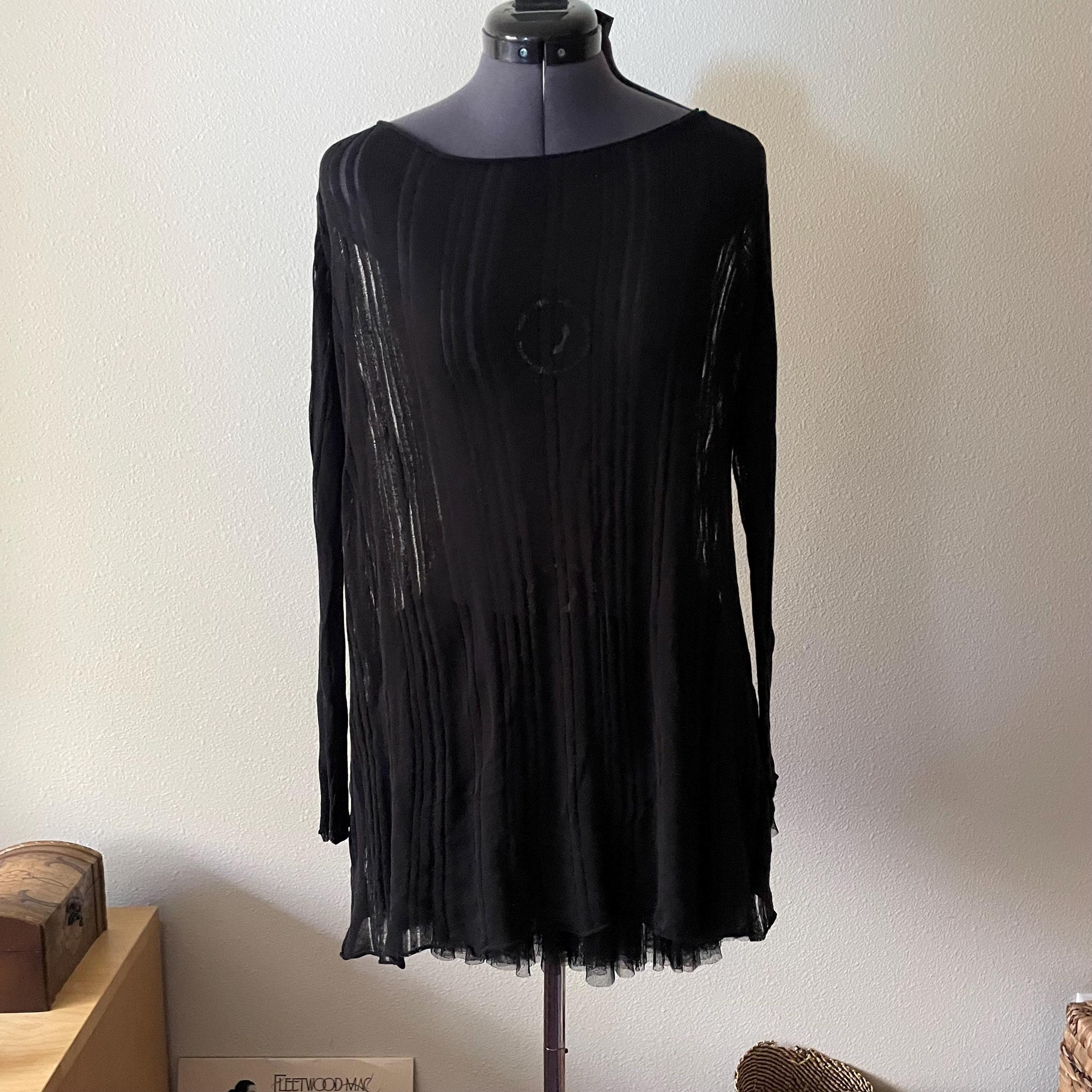Eileen Fisher, Eileen Fisher black sheer sweater grunge indie sleaze minimalist avant garde whimsigoth