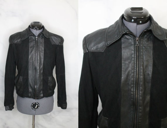 Vintage Y2K Black Suede Leather Jacket Autograph A