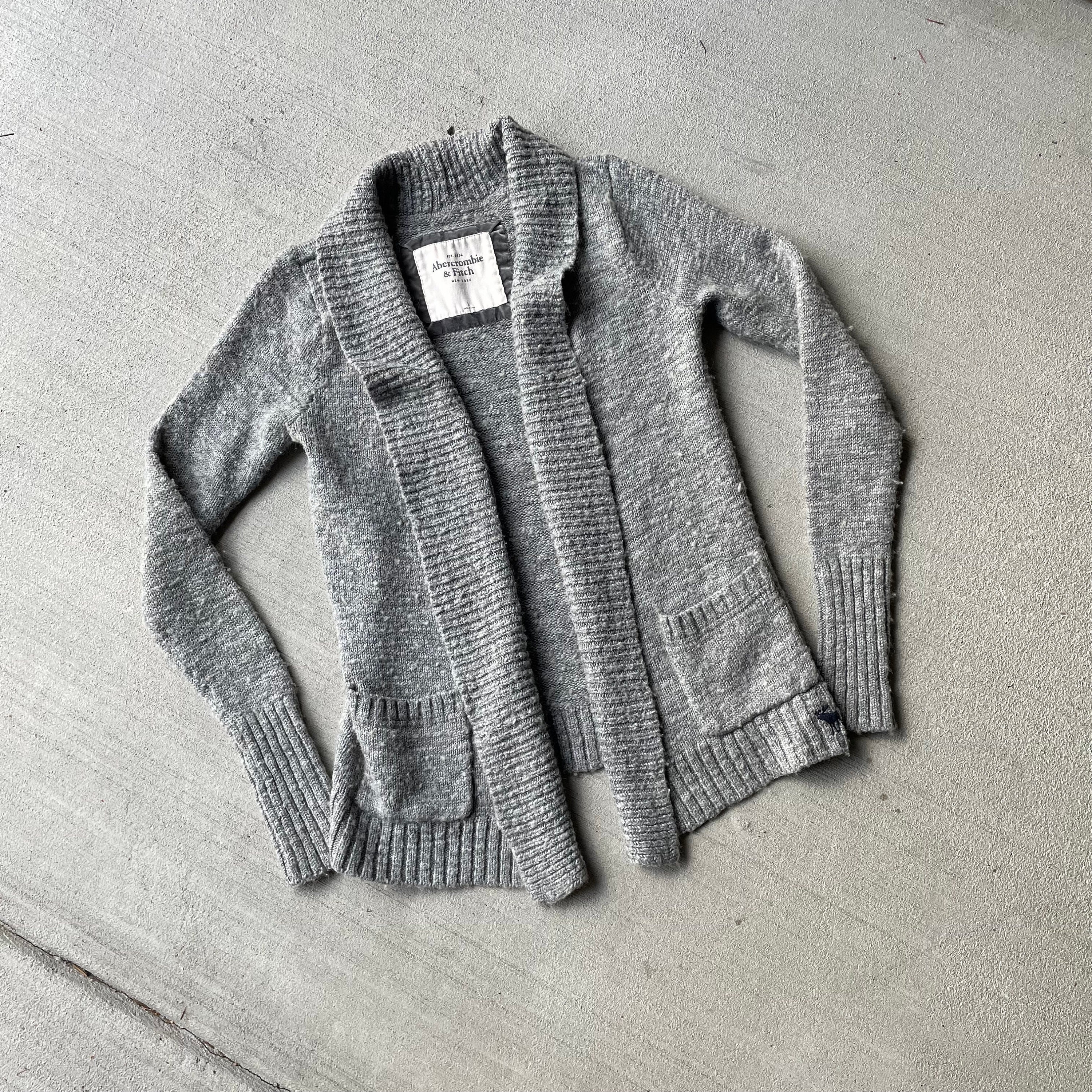 Y2k Abercrombie and Fitch Wool Blend Grey Cardigan Early 2000s - Etsy