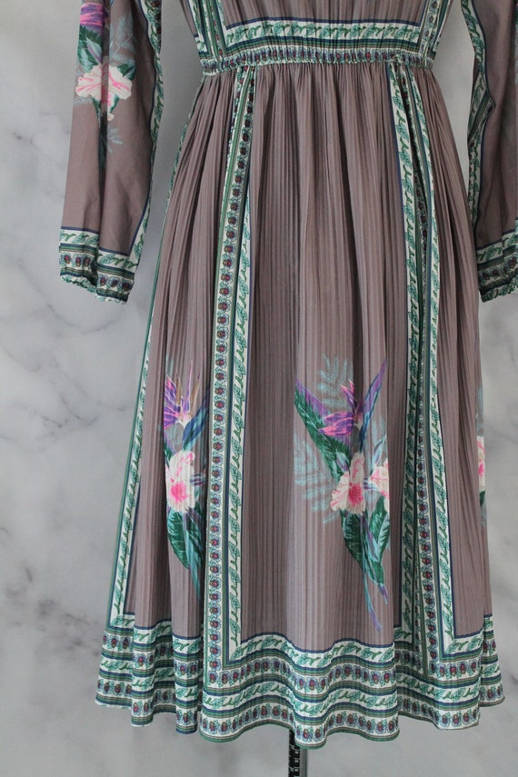 Vintage 70's Sheer Floral Midi Dress - image 4