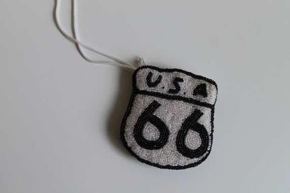 Vintage Beaded Route 66 Mini Bag Coin Purse - image 3