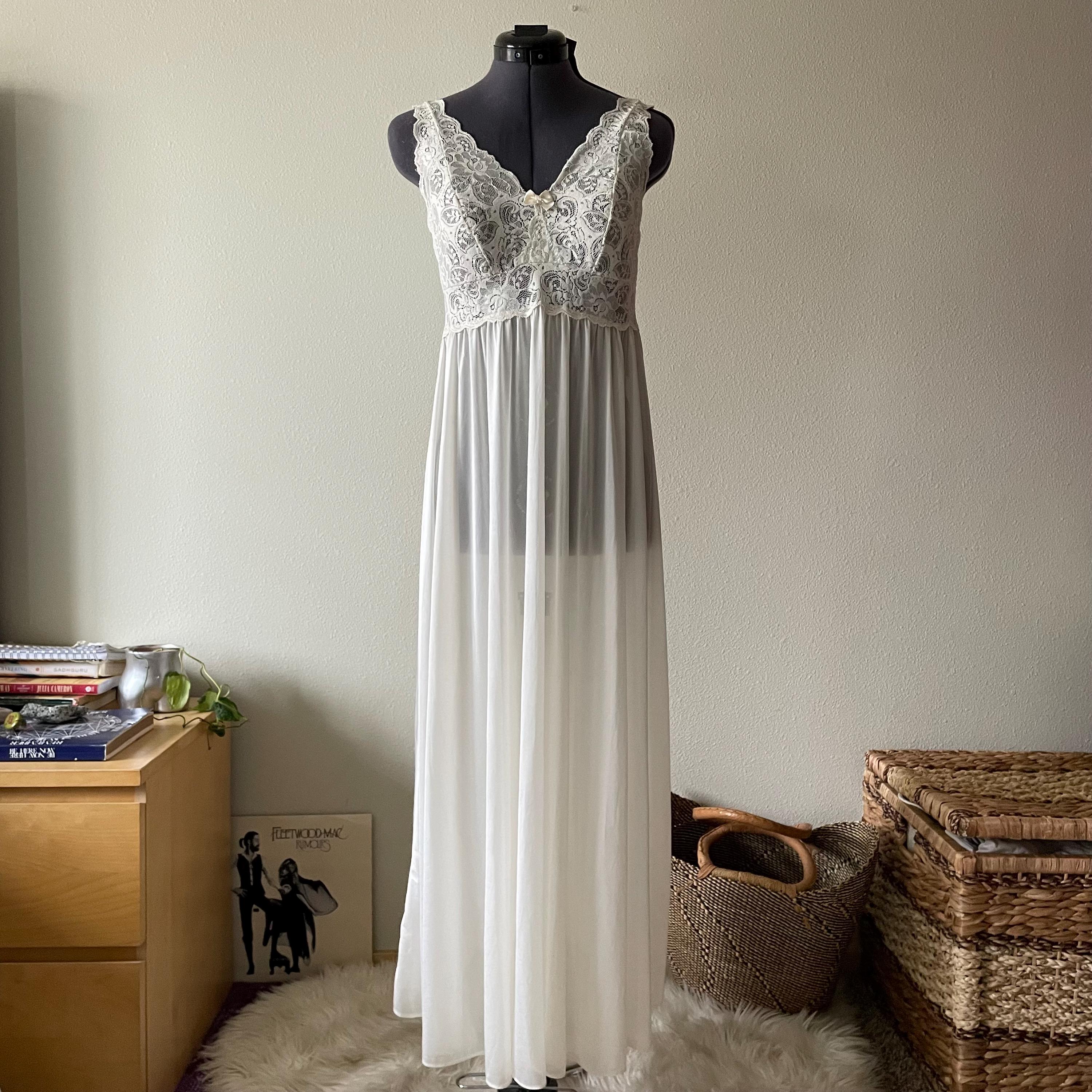 White Lace Maxi Slip Dress - Etsy