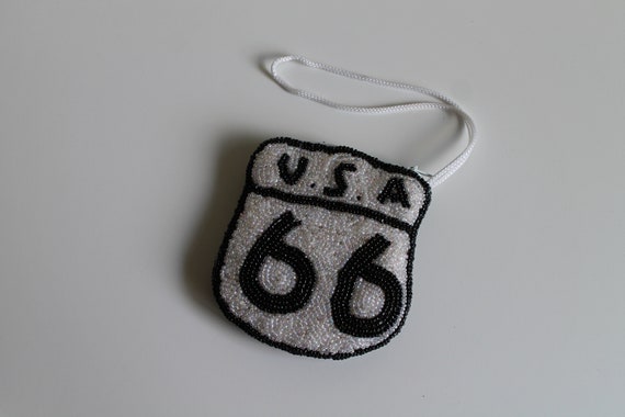 Vintage Beaded Route 66 Mini Bag Coin Purse - image 4