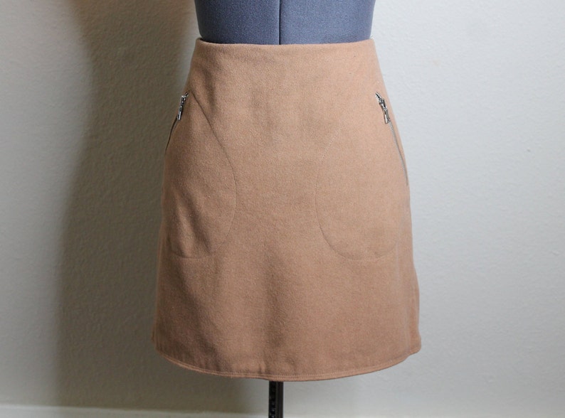 Vintage 90s Tan Mini Skirt Nude Skirt 90s Does Mod image 4