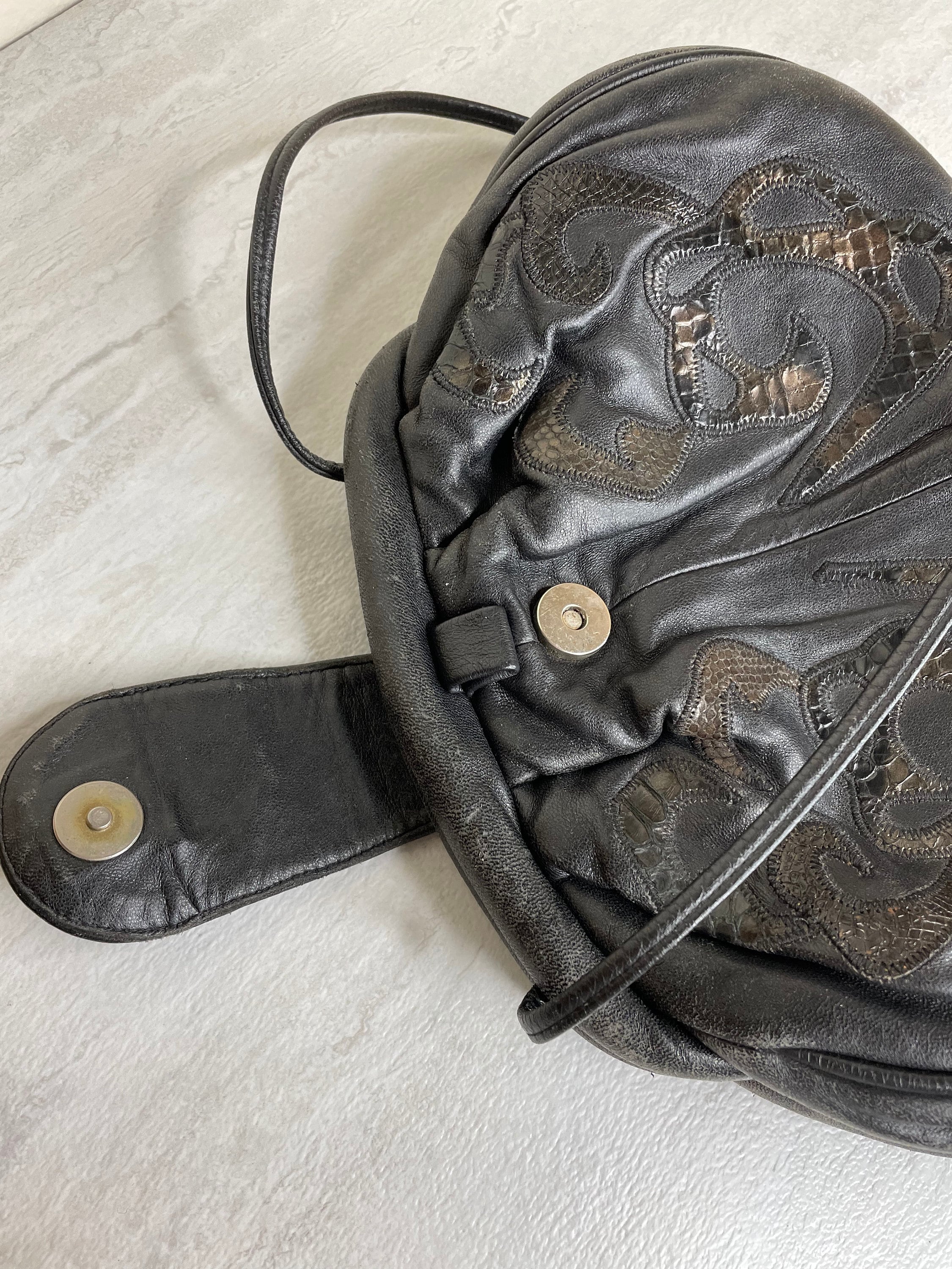 Vtg 90s Viva of California Black Leather Handbag - Etsy