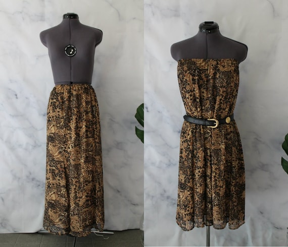 Vintage 90s Animal Print Maxi Skirt | Leopard Prin