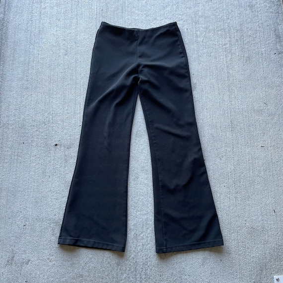 90s Black Flare Stretch Mid Rise Pants | Size S - image 2