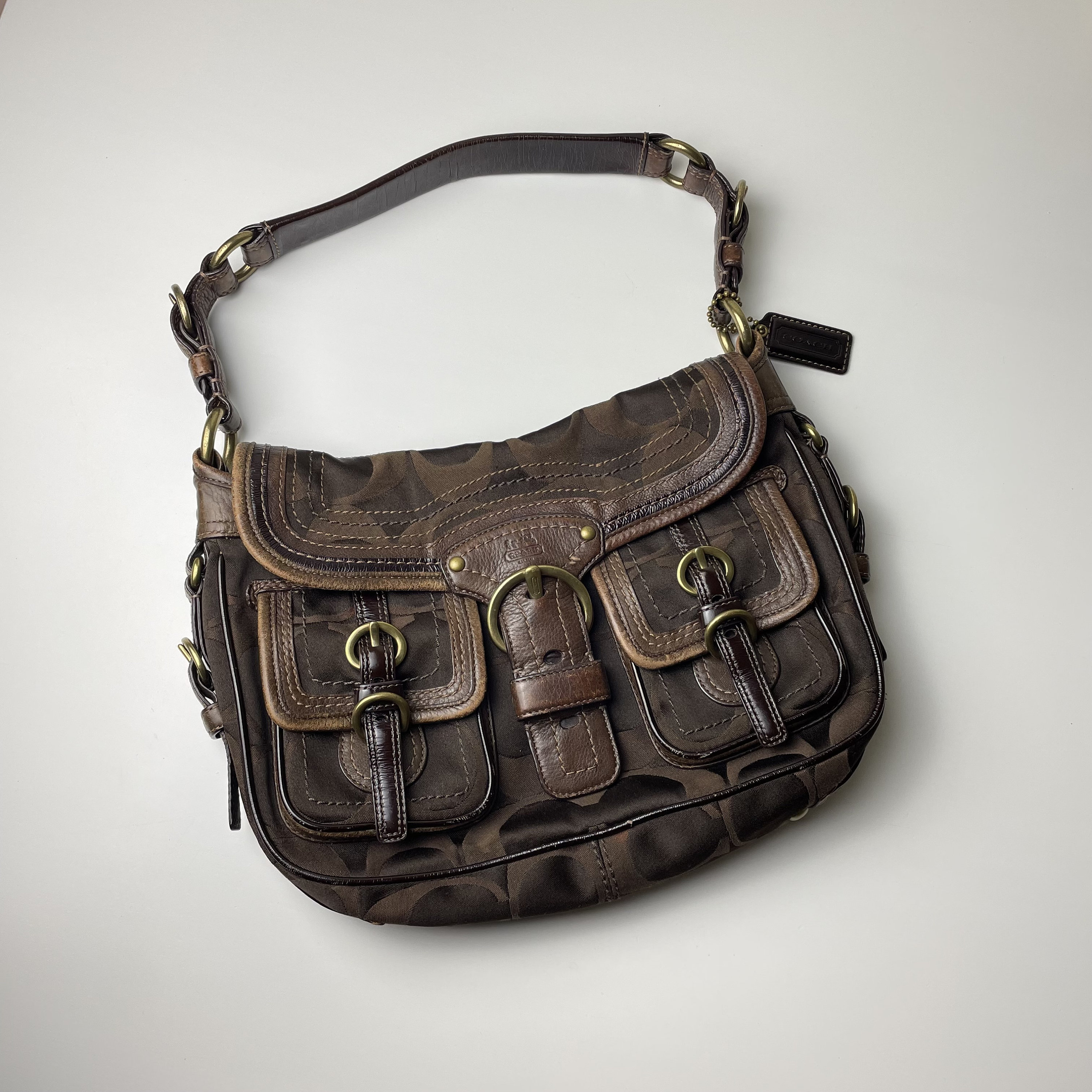 Coach Legacy Brown Signature Logo Shoulder Bag - Etsy