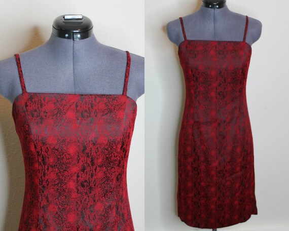 red snakeskin dress