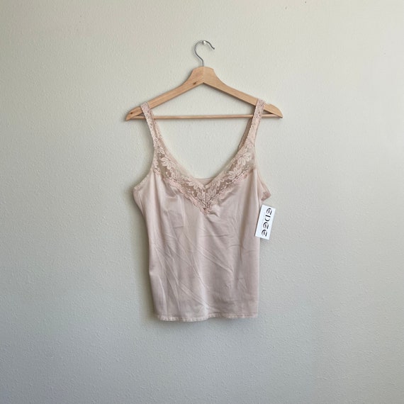 Vintage 80s  Beige Champagne Lace Trim Camisole U… - image 5