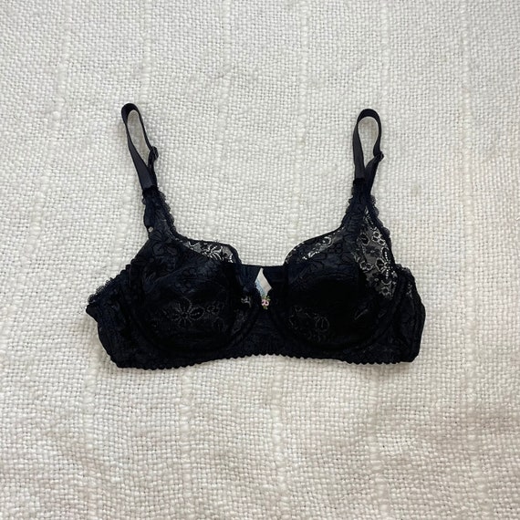 Chantelle Rive Gauche black mesh and lace unlined bra 36DD