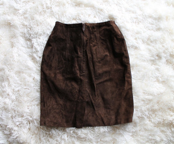 Vintage Dark Brown Suede Pencil Skirt - Gem