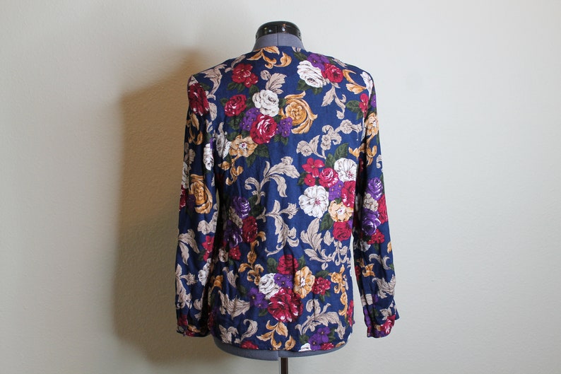 Vintage 90s Floral Print Blouse Button Up Shirt Flora 90s Grunge