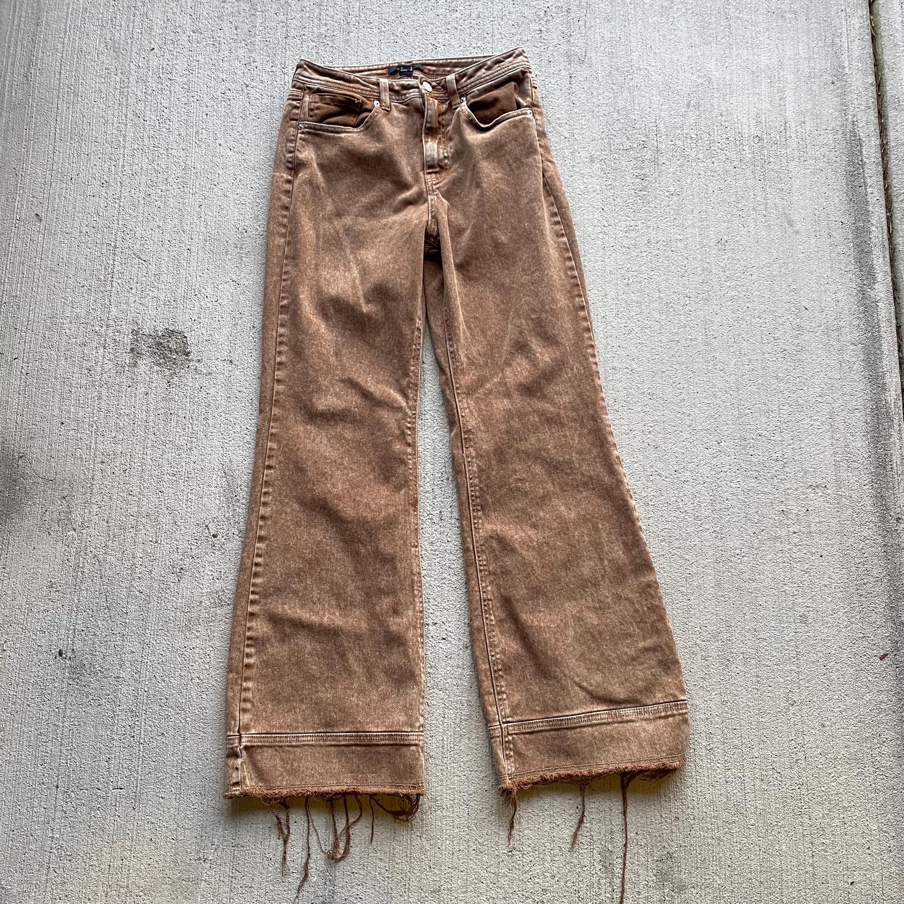 Y2k Style Brown Wide Leg Flare Pants Boho Western Forever 21 