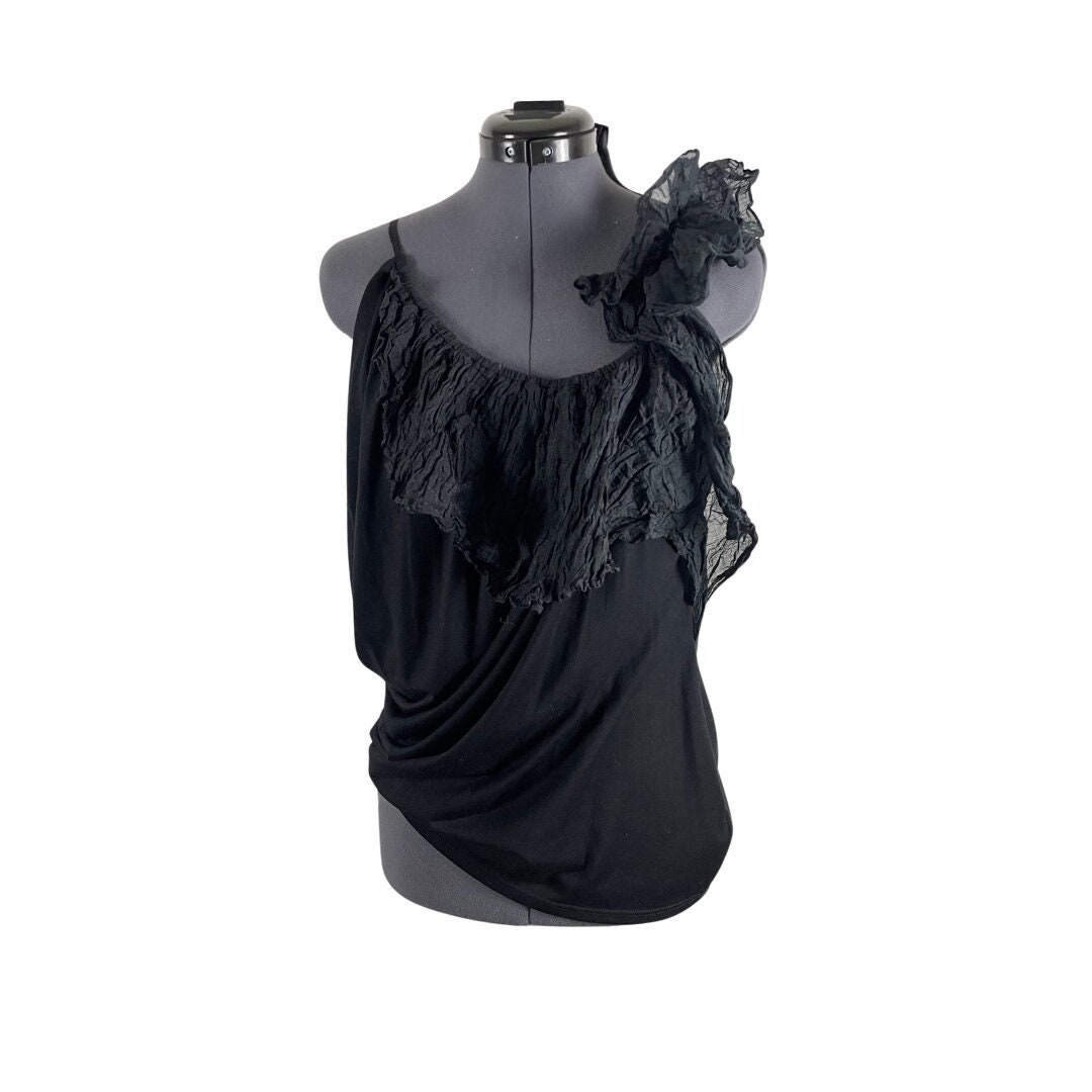 Elizabeth and James Ruffle Black Tank Top | Size Small - Etsy