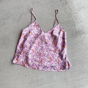 Victoria's Secret Pink Floral and Tiger Print Silky Satin Tank Top