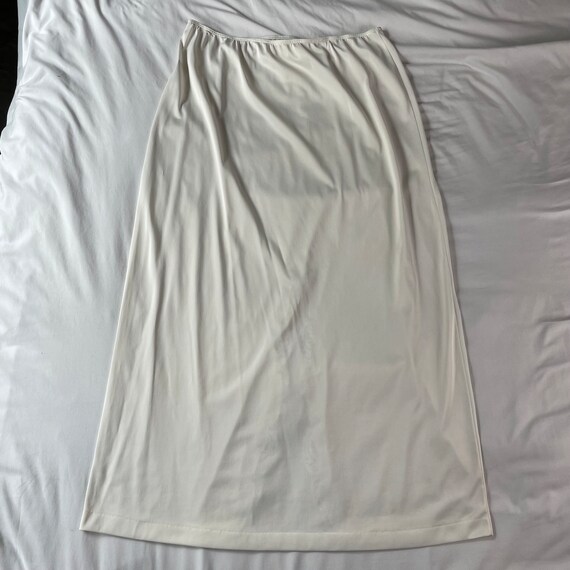 White Vintage 60s 70s Slip Maxi Skirt | Lace Slit… - image 4