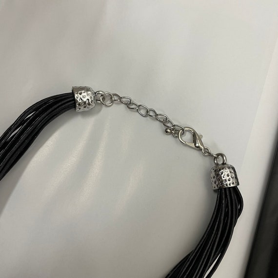 Vintage 90s Chunky Silver and Black Cord Statemen… - image 4