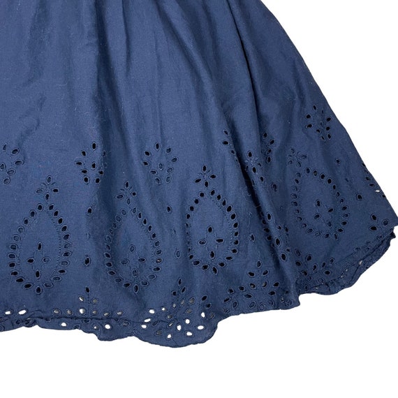 Navy Blue Eyelet Skirt | Vintage 90s Y2K Cotton M… - image 2
