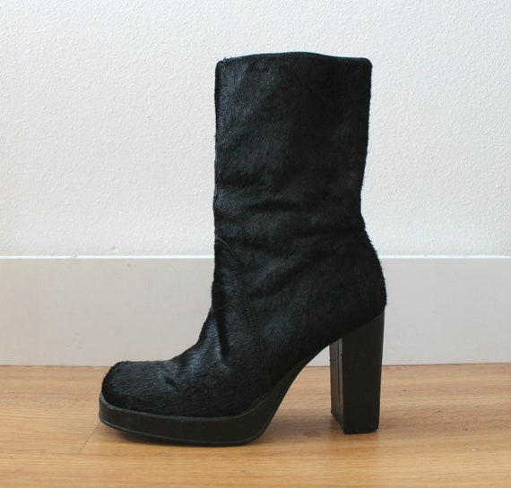 black calf hair boots