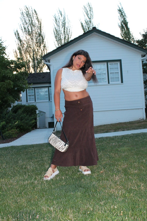 Vintage 90s Dark Brown Maxi Skirt