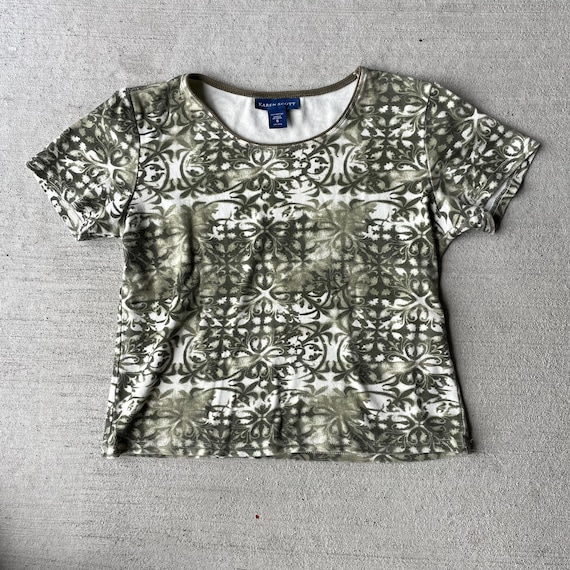 Vintage Y2k 00s Green Printed Whimsigoth Fairy Grunge Cotton T 