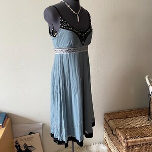 vintage Sue Wong Nocturne Seide Perlen blau ätherisch Fee Abendkleid Abschlussball Hochzeit Gastspiel | Größe 6 Bild 4
