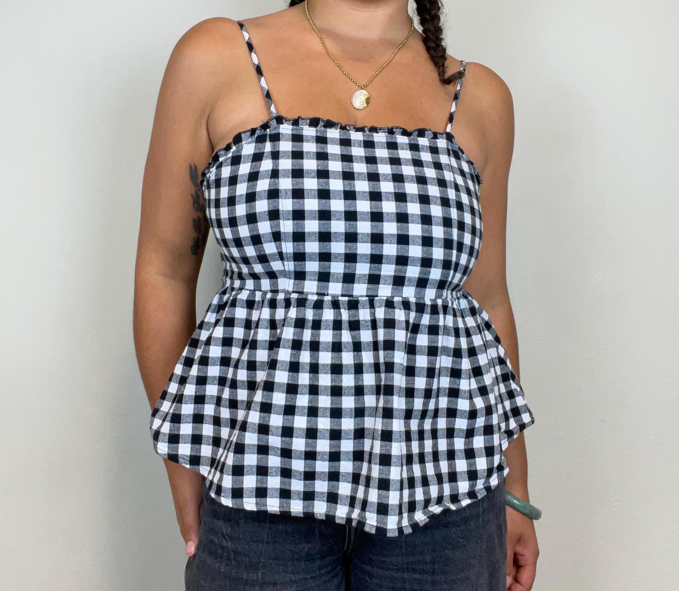 トップス RANCLIC 2way ribbon peplum top GINGHAM 残りわずか】2way ribbon peplum top – RANCLIC