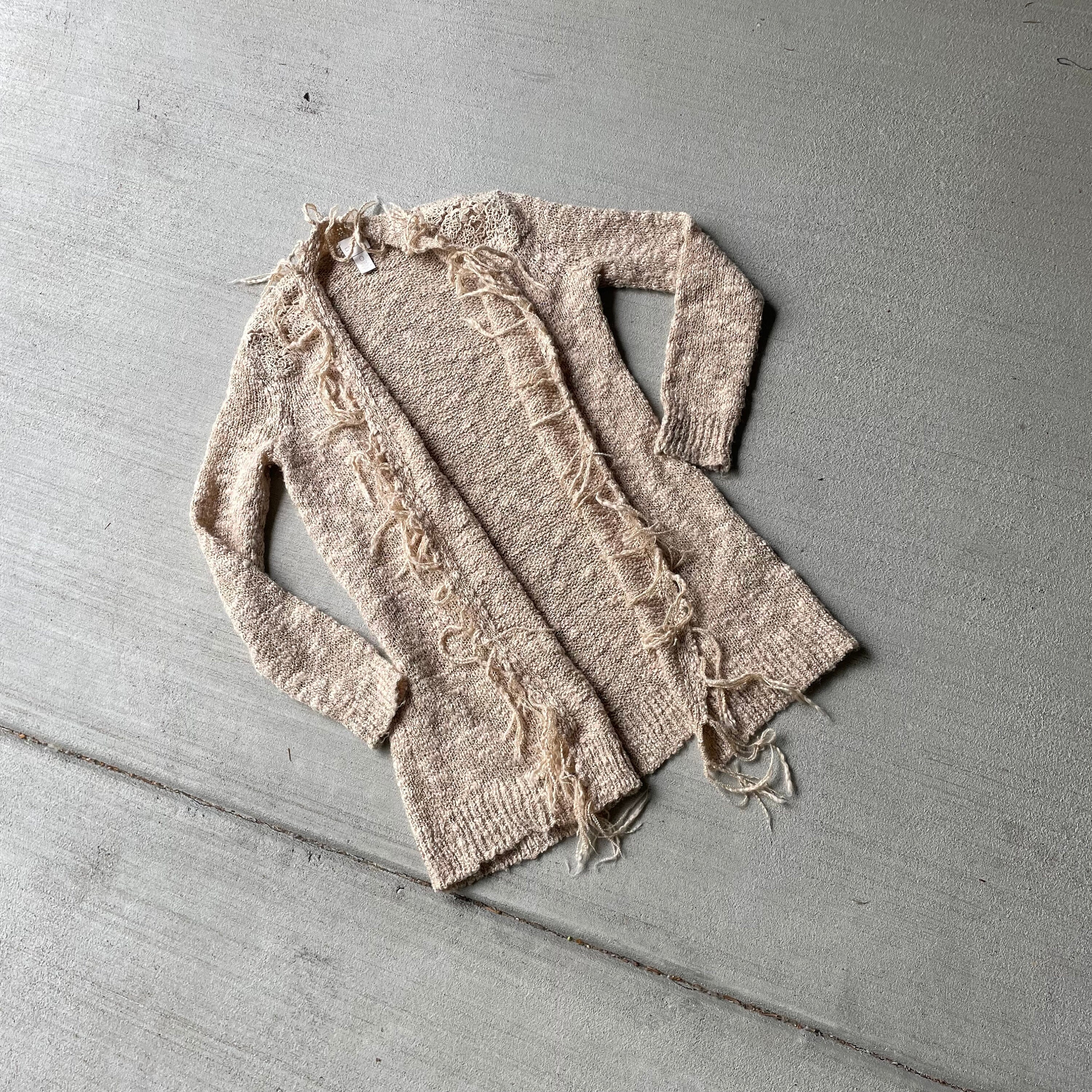 Vintage 00s Y2k Tan Fringe Cardigan | Size Xs-m - Etsy