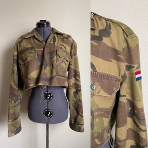 VTG Cropped Netherlands Dutch Army Jacket UpCycled Reworked Camo Military Jacket
