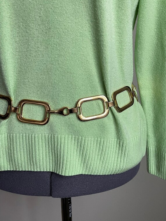 VTG 70s Gold Tone Metal Rectangle Chain Link Belt… - image 3