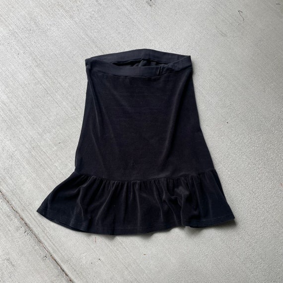 Vtg y2k 2000s terry cloth black strapless dress |… - image 2