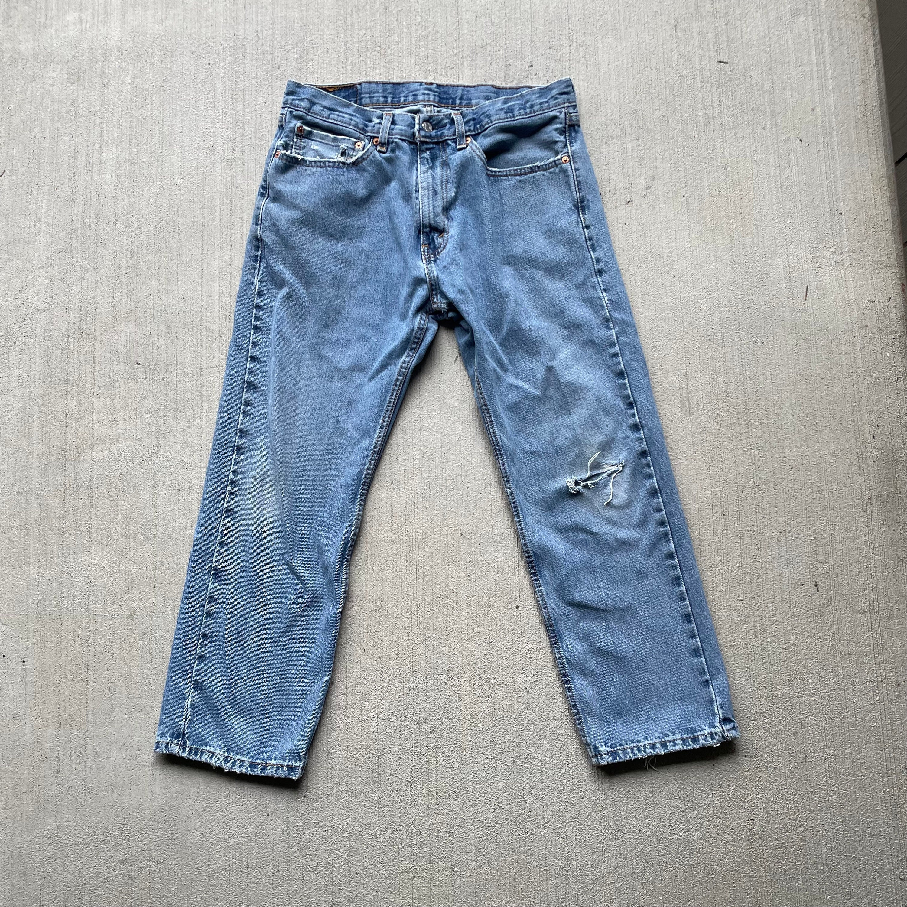 Levis 505 Vintage 90s Straight Leg Blue Jeans | Short Inseam | 34