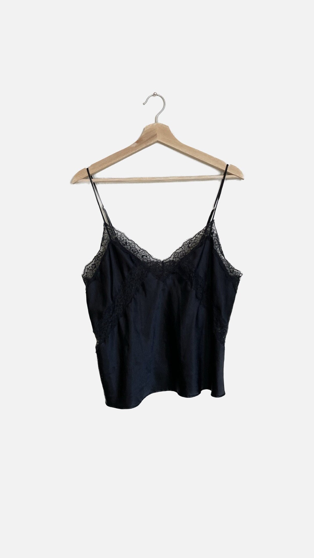 Victoria Secret Camisole Black Satin Lace VS Tank Top XL Etsy