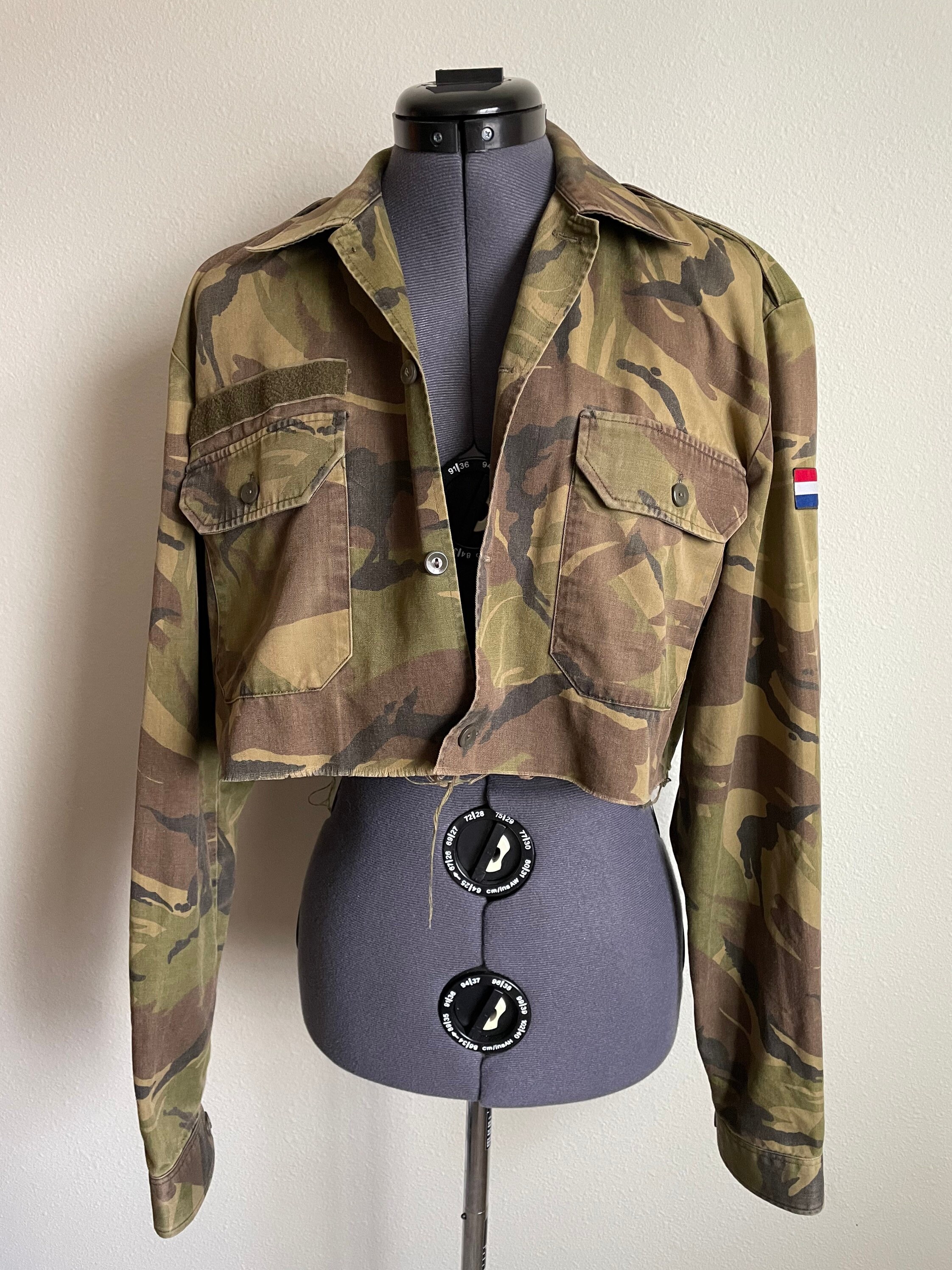 VTG Cropped Netherlands Dutch Army Jacket Upcycled Reworked