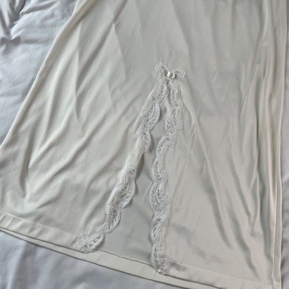 White Vintage 60s 70s Slip Maxi Skirt | Lace Slit… - image 2