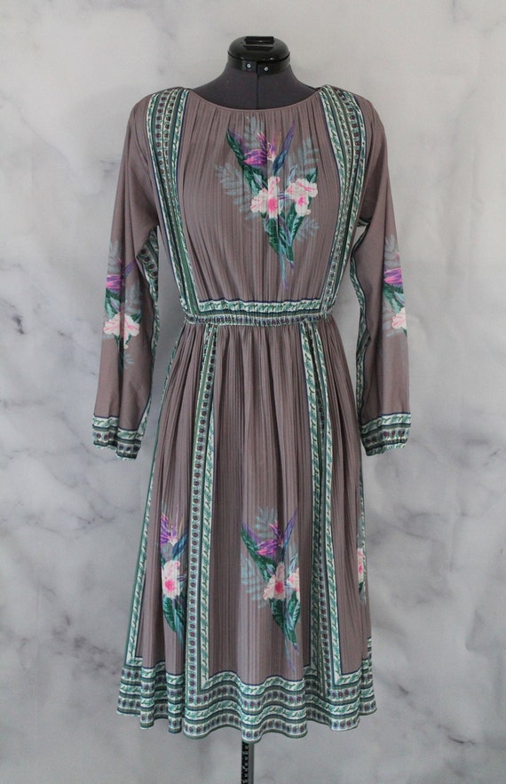 Vintage 70's Sheer Floral Midi Dress - image 2