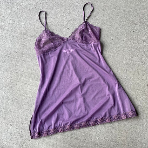 Sz S Y2K Victoria's Secret Sheer Purple Slip Dress - image 1