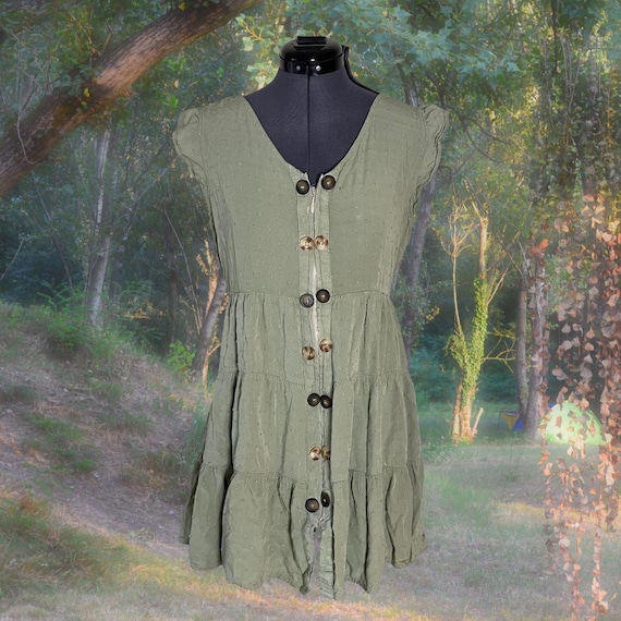 slim fit dress slacks Sage Babydoll Pleat Sleeve Dress main image 0