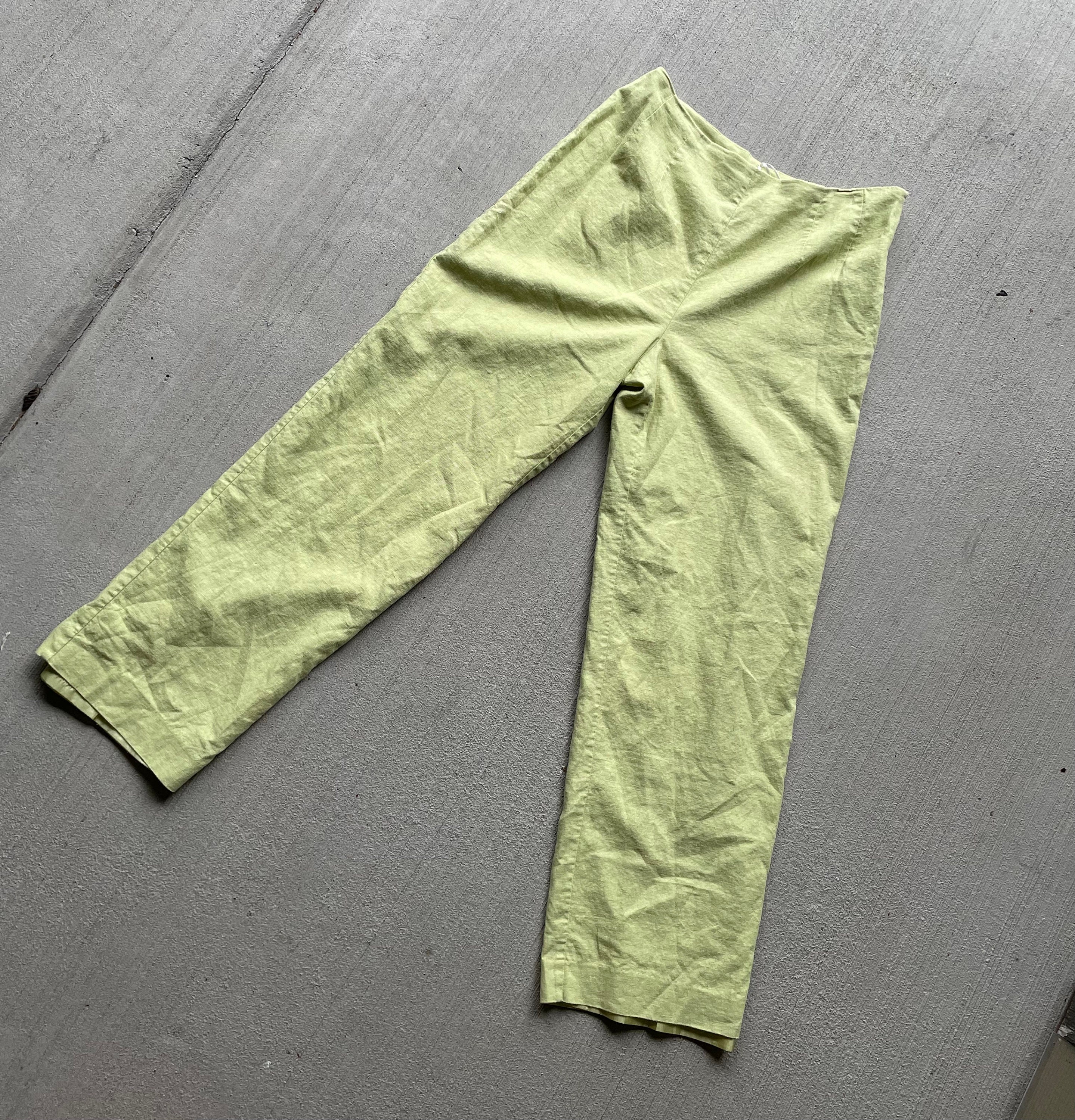 Linen Trousers Natural Beige 90’s～ Vintage 90's NWT Liz & Co. Beige Relaxed Linen Beachy High