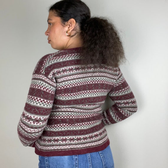 Vintage 90s Fairisle Lambswool Cardigan Sweater - image 5