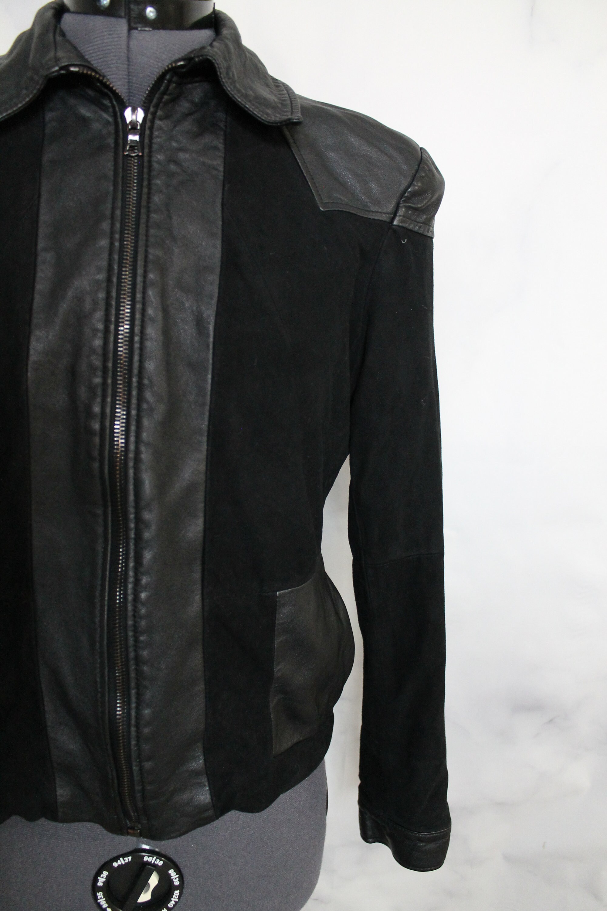 Vintage Y2K Black Suede Leather Jacket Autograph Anthony