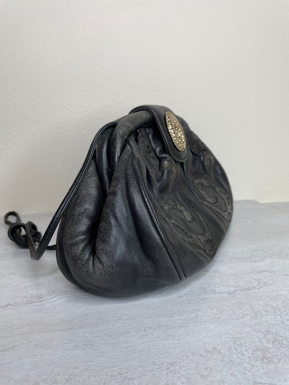 Vtg 90s Viva of California Black Leather Handbag - image 6