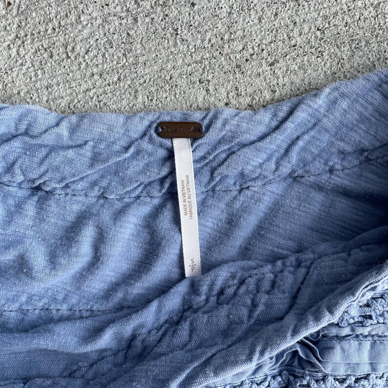 Free People Virkad Långärmad Topp, Ljusblå Bomullsfärgad, Storlek S bild 8