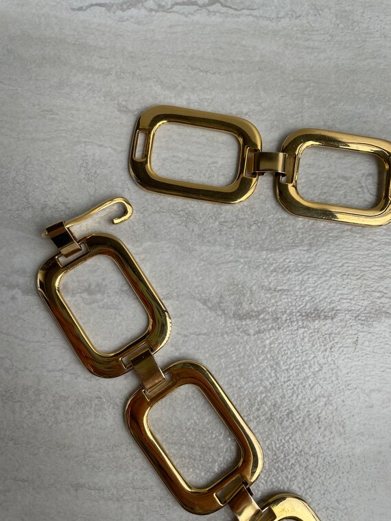 VTG 70s Gold Tone Metal Rectangle Chain Link Belt… - image 7