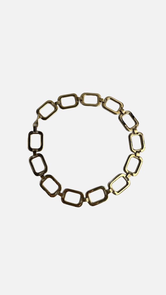 VTG 70s Gold Tone Metal Rectangle Chain Link Belt… - image 1