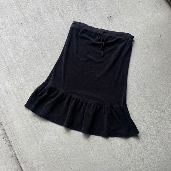 Vtg y2k 2000s terry cloth black strapless dress |… - image 1